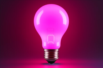 incandescent lamp, pink, isolated on dark background