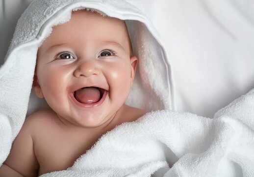 Blonde baby with towel
