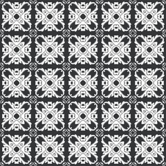 Black and white arabic geometric seamless pattern, vector background, texture