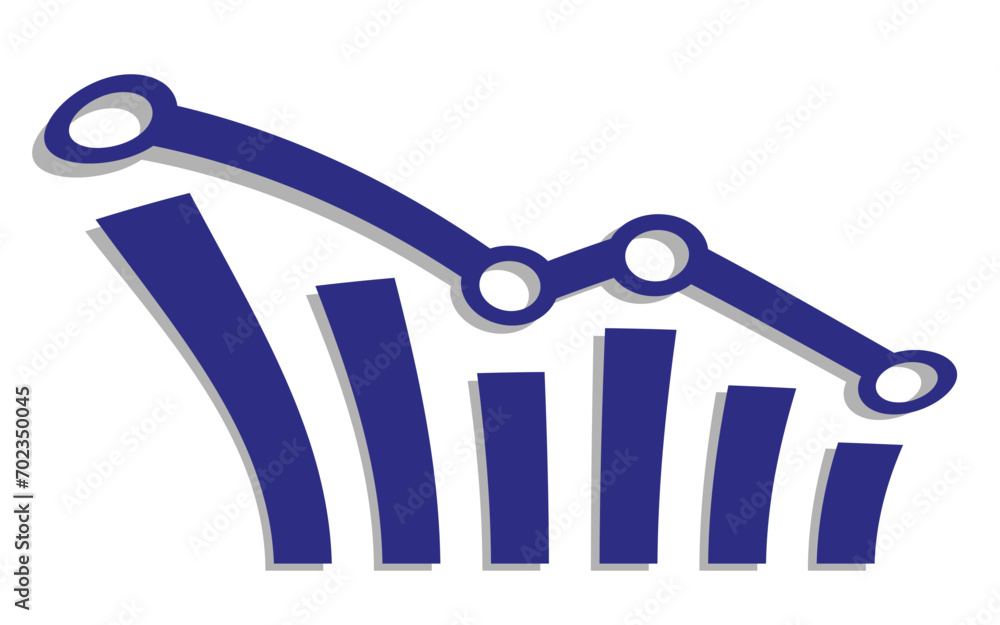 Aufkleber conceptual graph with decrease report. diagram with recession and bankruptcy progress. business and 
