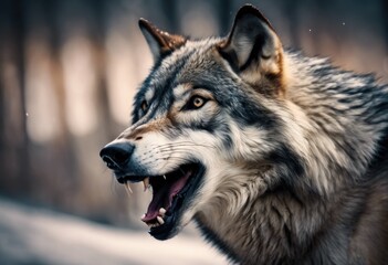 Obraz premium Silent shadows, wolves roam, their eerie howls piercing the frigid night.