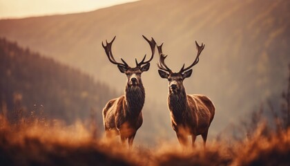 tranquil forest at dawn with a deer in the clearing and sunrays creating a beautiful play of light and shadow