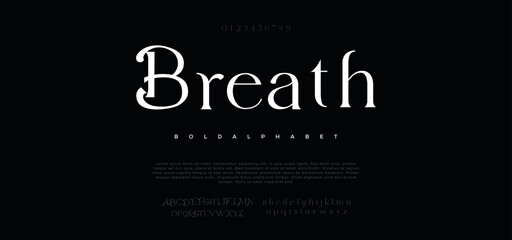 Breath Modern abstract digital alphabet font. Minimal technology typography, Creative urban sport fashion futuristic font and with numbers. vector illustration