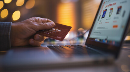 Uma pessoa comprando em uma loja virtual com cartão de crédito