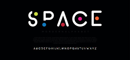 Space Modern abstract digital alphabet font. Minimal technology typography, Creative urban sport fashion futuristic font and with numbers. vector illustration.