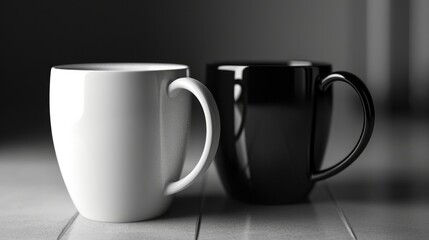Obraz premium Black and white coffee cup