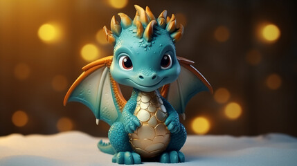 Cute little dragon toy eastern calendar symbol