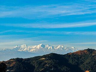Snowy mountains in Layers in Kathmandu, Nepal