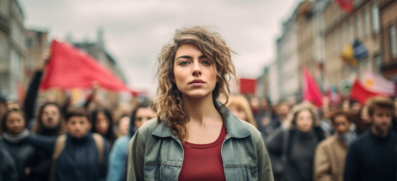the woman declairing noisily with speaker