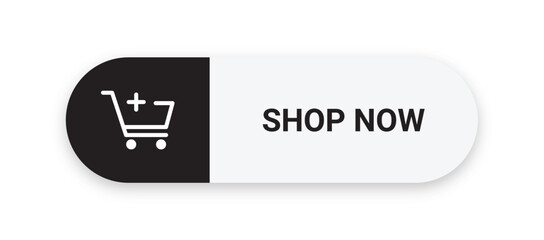 shop now button with cart icon isolated on white background vector illustration