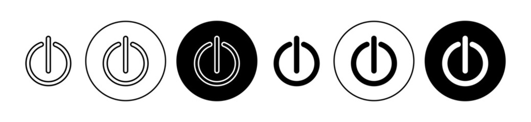 Button On Off vector illustration set. Power Turn Off Switch Sign in suitable for apps and websites UI design style.