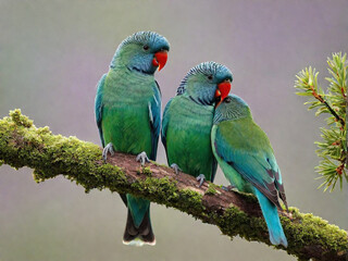 Love birds perched on a branch