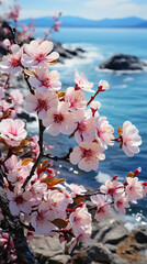 Spring Flowers, Pink Flowers at the Beach