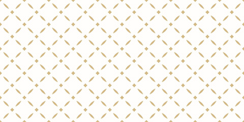 Vector golden abstract geometric seamless pattern in oriental style. Luxury minimal background. Simple graphic ornament. Subtle elegant repeated gold texture with diamonds, mesh, grid, lattice, net