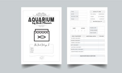 Aquarium Log Book. Daily Gratitude Monthly & Yearly Undated Planner. Journal. Printable Gratitude Journal. Planner Bundle Design. Printable Planner Set with cover page layout template