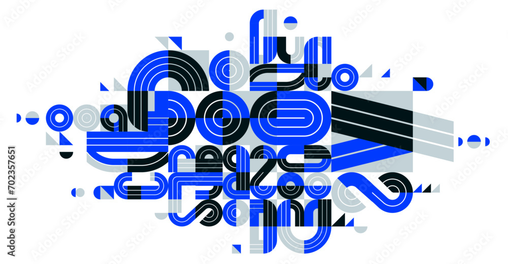 Canvas Prints dynamic messy abstract vector design composition, blue minimal lined modern art, stylish geometry el