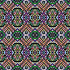 Geometric ethnic oriental ikat seamless pattern traditional design for background, carpet, wallpaper, clothing, wrapping, batik, fabric, vector illustration embroidery style.