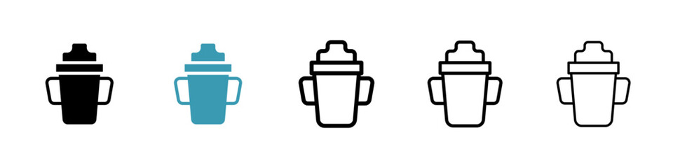 Toddler Drinkware vector icon set. Infant Feeding Bottle vector symbol for UI design.