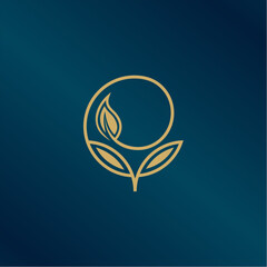 Flower logo design. Icon of a flower in a linear style. Minimal logo design. Vector thin line icon, flower on a stem.