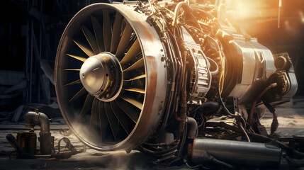 Aircraft engine repair and maintenance work being done