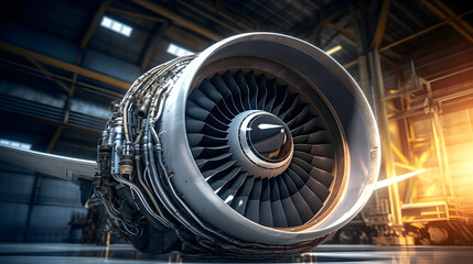 Aircraft engine repair and maintenance work in progress
