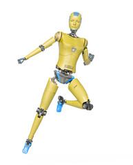 female cyborg in action pose