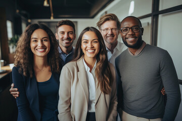 Fototapeta premium Portrait of Modern multi ethnic business team standing and looking at camera