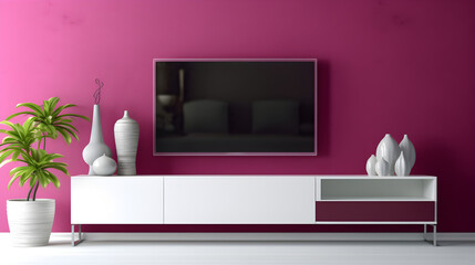 Cabinet for TV in modern living room on white