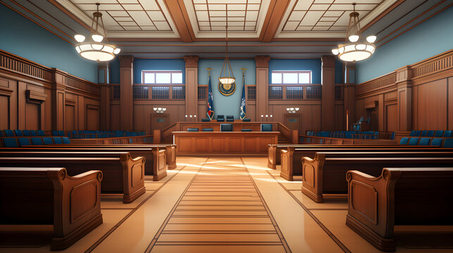 Empty courtroom template for advertisement