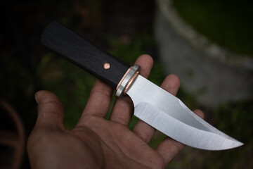 bowie knife bog wood handle