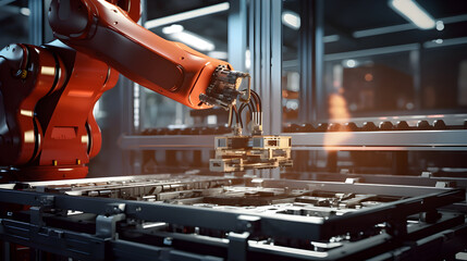 Industrial robot working automatically in smart autonomous factory