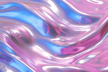 Fototapeta premium pink purple blue metallic chrome liquid texture smooth flowing waves with chromatic motion effect as background wallpaper pattern print in 3d art paint style 