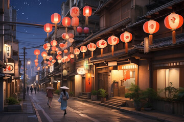 chinese lanterns in the city