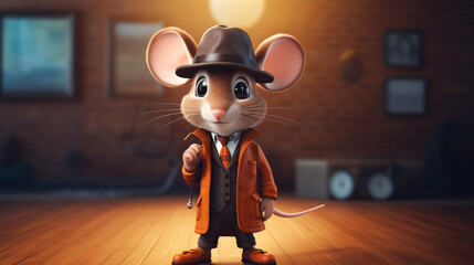 Detective mouse uncover clues cartoonish style
