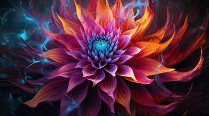 Dreaming of a Dahlia dissipating into a colorful - obrazy, fototapety, plakaty