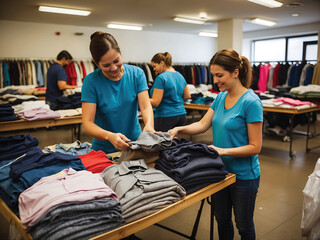 women choosing clothes in clothing store sale, consumerism and people concept