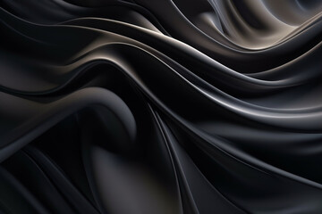 Fototapeta premium Black Fabric in Wavy Bokeh Abstract Background