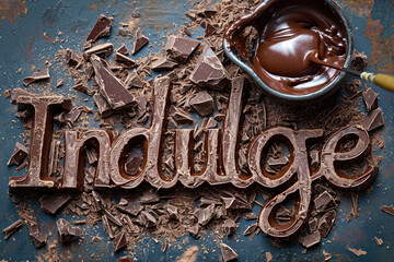 Decadent Chocolate Fondue Delight, text, postcard