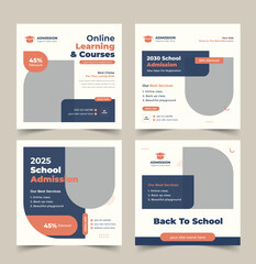 Back to school admission social media post, School admission square banner, Kids Education banner, Suitable for educational banner