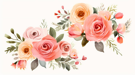 Floral frame with watercolor flowers, decorative flower background pattern, watercolor floral border background
