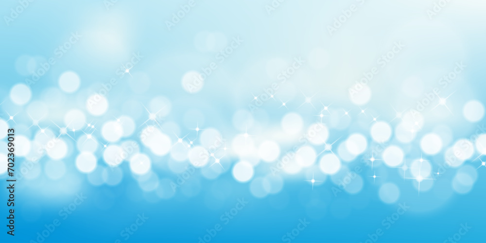 Poster summer background with blurred bokeh abstract bright light on sky blue.vector illustration defocus b