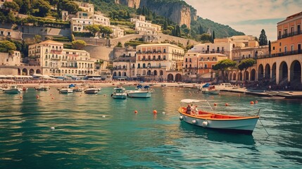 Fototapeta premium Amalfi coast Italy experience the dramatic cliffsien. AI generater