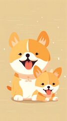 Cute dog watercolor illustration. Created ai generated