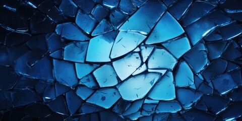 Banner with blue broken glass, texture - obrazy, fototapety, plakaty