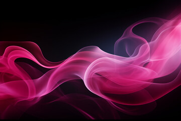 abstract pink smoke flowing side, isolated on black background - obrazy, fototapety, plakaty