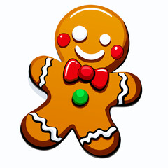 Gingerbread man. New year cookies, sweets. Cute christmas gingerbread man in flat style isolated on white background. Christmas icon. Holiday winter symbols. Festive treats. Vector illustration.