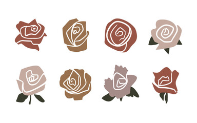 Abstract rose flowers vector clipart. Spring illustration.