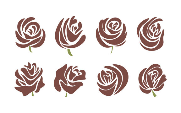 Abstract rose flowers vector clipart. Spring illustration.