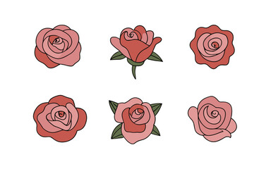 Abstract rose flowers vector clipart. Spring illustration.
