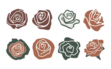 Abstract rose flowers vector clipart. Spring illustration.